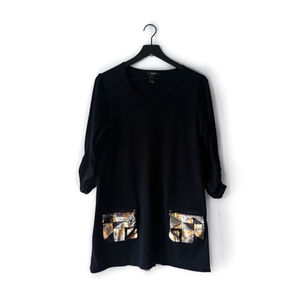 Alfani Sequins Black 3/4 Sleeve Dress Women's Size M